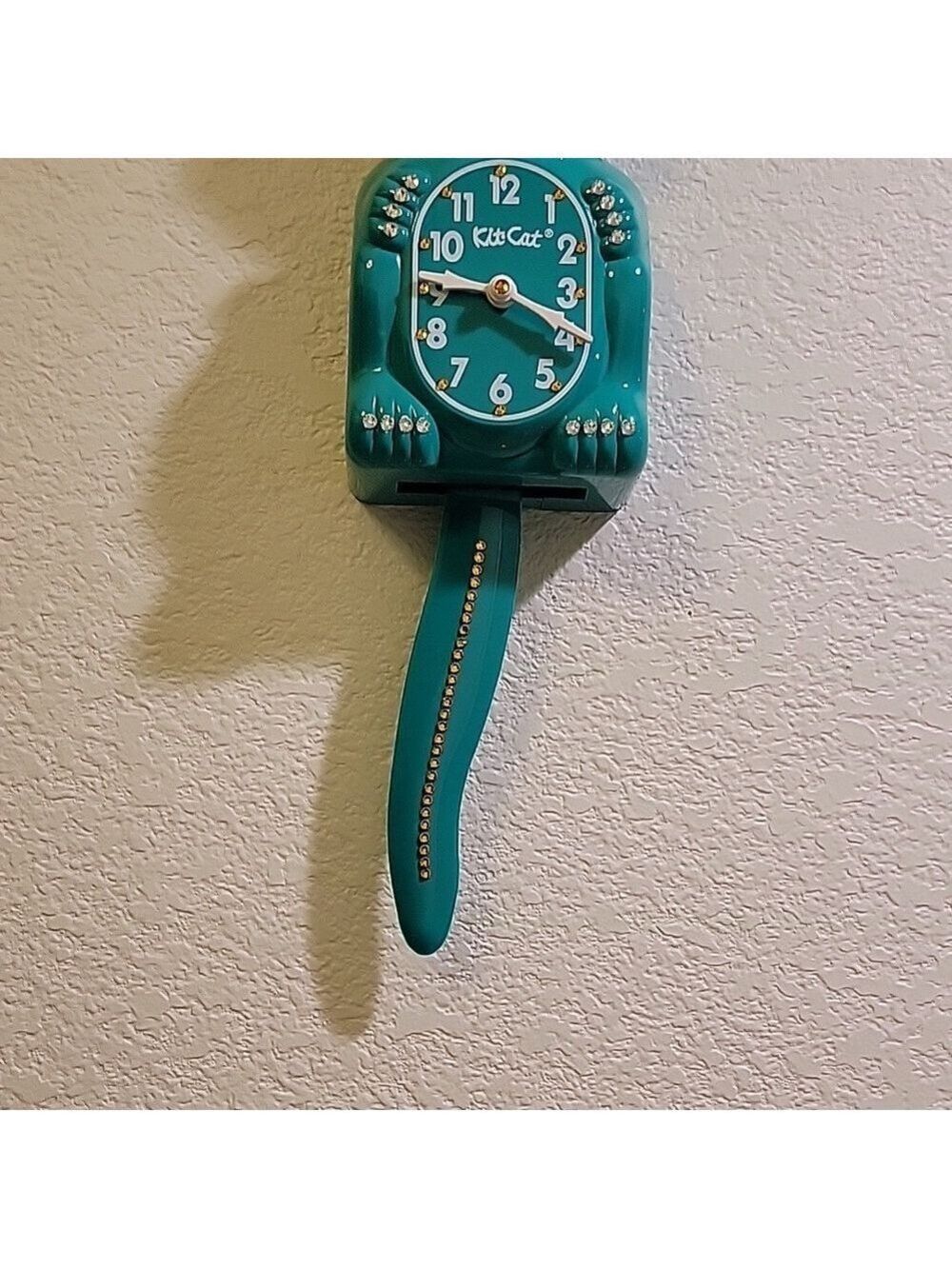Jeweled Green Beauty Kit-Cat Klock clock SUPER RARE - Picture 5 of 5